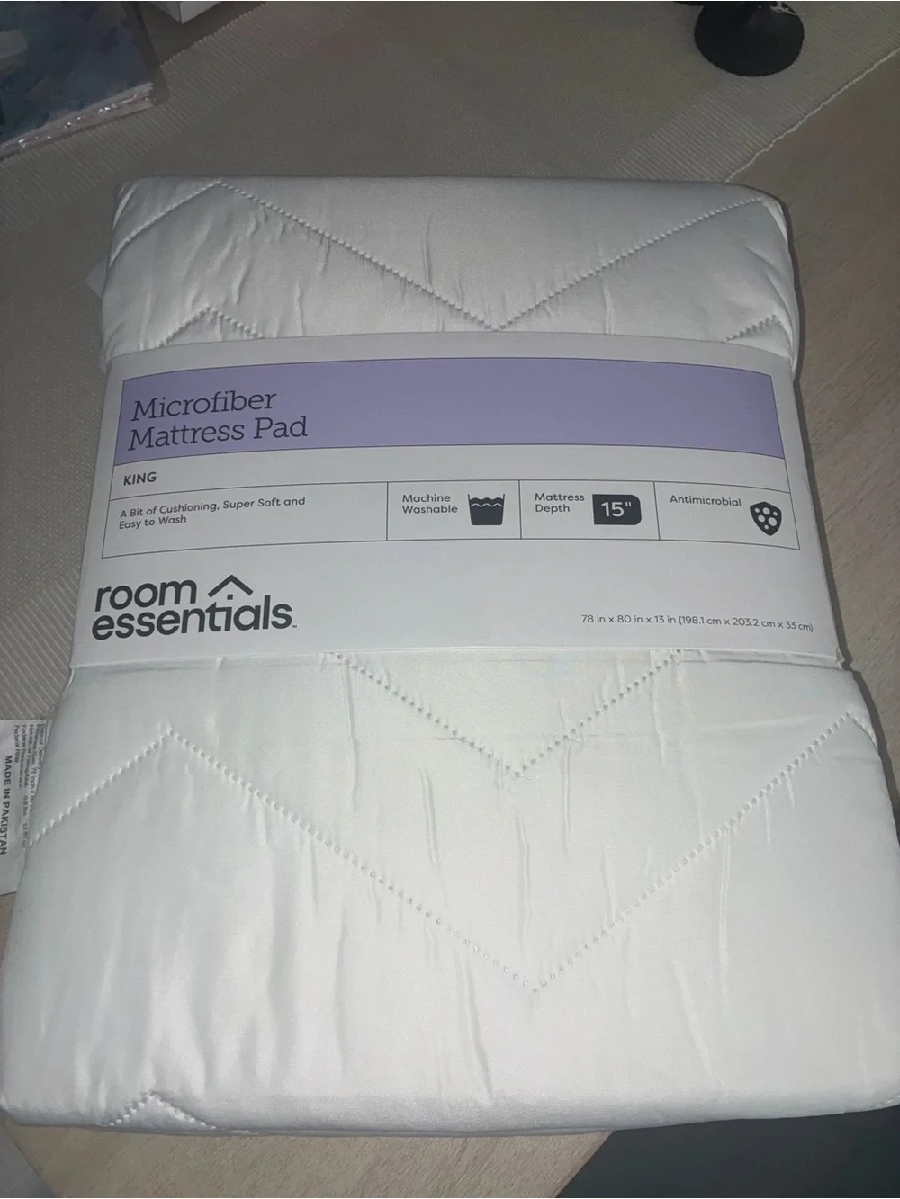 Plush Machine Washable Quilted Mattress Pad •King•